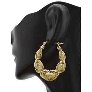 Real 10K Yellow Solid Gold La Hugs & Kisses XO Hollow Hoop Earrings 37.2mm 3.8gr